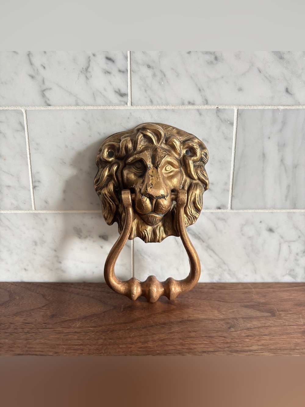 Vintage 5” Brass Lion Head Door Knocker